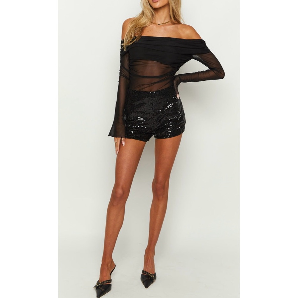 Tramp Black Sequin Booty Shorts